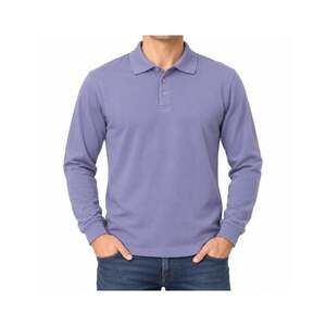 Bachrach Polo Shirt Mens Small Purple Long Sleeve Silk Cotton Casual Knit